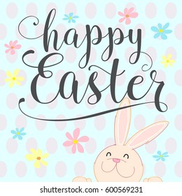 happy easter with bunny. Hand made vector illustration