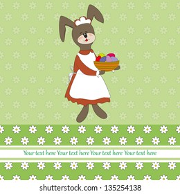 happy easter bunny holding a basket of eggs