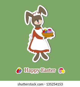 happy easter bunny holding a basket of eggs