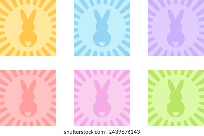 Happy Easter bunny icon set or sticker design.