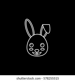 Happy Easter bunny line icon, religion & holiday elements, rabbit sign, a linear pattern on a black background, eps 10.