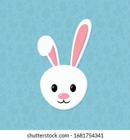 Happy Easter bunny on blue background with texture. Vector