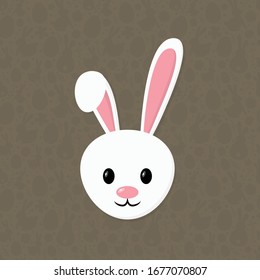 Happy Easter bunny on brown background. Vector