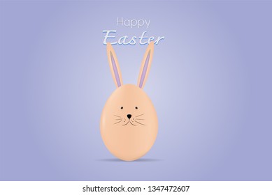 Happy easter bunny on pastel background. Cute rabbit cartoon character. 