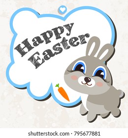 Happy Easter bunny on white background. vector illustration custom typography for your designs: t-shirts, bags, for posters, invitations, cards, etc.