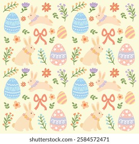 Happy Easter with bunny and ornaments