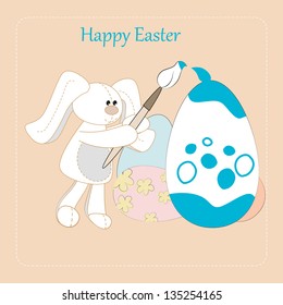 Happy Easter Bunny paint brush egg