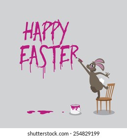 Happy Easter bunny painting graffiti EPS 10 vector royalty free stock illustration for greeting card, ad, promotion, poster, flier, blog, article