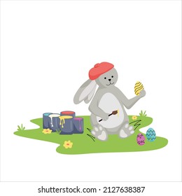 Feliz Pascua. pinturas de conejito con huevo de Pascua