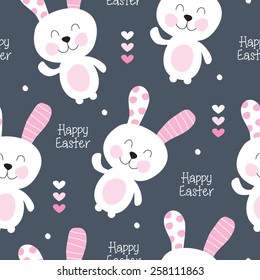 happy easter bunny pattern vector illustration