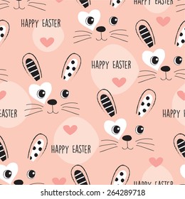 happy easter bunny pattern vector illustration