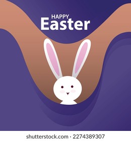 Happy Easter with bunny premium vector illustration