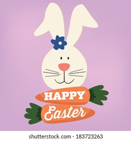 Happy Easter Bunny Rabbit Carrot Vector