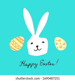 Happy Easter Bunny. Rabbit character with eggs.Vector.