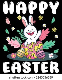 Happy Easter Bunny Rabbit Face Funny Easter Day kids T-Shirt