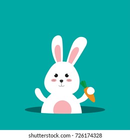 Happy Easter bunny, rabbit flat icon