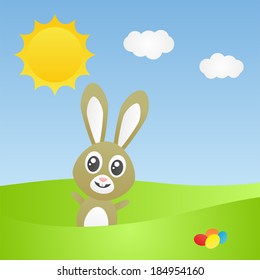 Happy easter bunny rabbit have found eggs