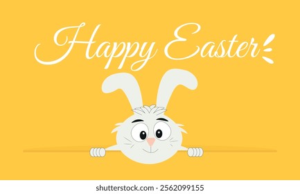 Happy Easter, Easter bunny, Easter rabbit with text. Vector illustration