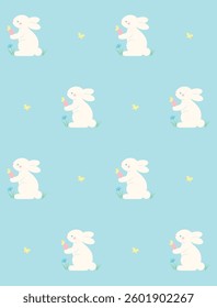 Happy Easter bunny seamless pattern design. Vector illustration.
