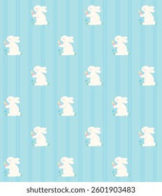Happy Easter bunny seamless pattern design. Vector illustration.