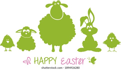 Happy Easter bunny sheep Vector