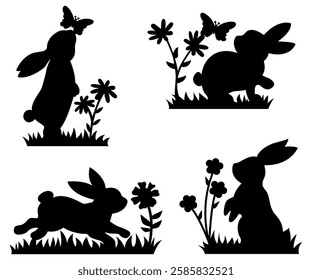 Happy Easter bunny silhouette collection illustration