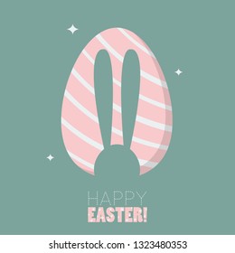 Happy easter with bunny silhouette on easter egg. Greeting card