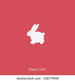 Happy Easter bunny silhouette on red background. Spring holiday template card. Eps10 vector illustration