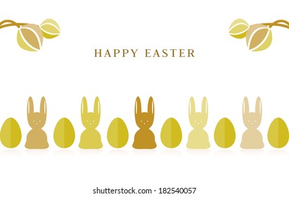 Happy Easter Bunny tulips and eggs greeting card vector