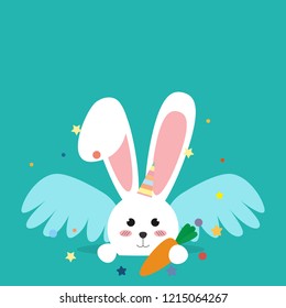 Happy Easter bunny in a unicorn costume vector