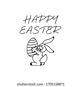 Happy Easter With Bunny Vector