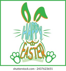 Happy Easter Bunny Vector Art Design | Quotes Design | T-shirt Print Design | EPS File