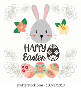 Happy Easter Bunny. Vector illustration for Easter greeting card