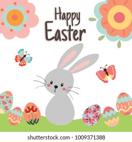 Happy Easter Bunny. Vector illustration for Easter greeting card