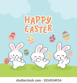 Happy Easter Bunny. Vector illustration for Easter greeting card.