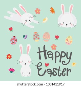 Happy Easter Bunny. Vector illustration for Easter greeting card.