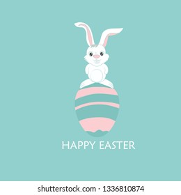 Happy Easter Bunny Vector illustration. Cute Rabbit cartoon character. 