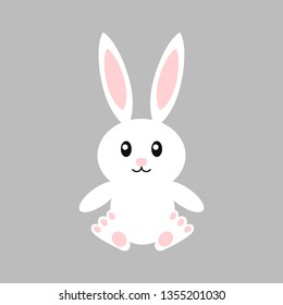 Happy easter bunny - vector illustration. Cute bunny. White rabbit isolated. Cartoon character.