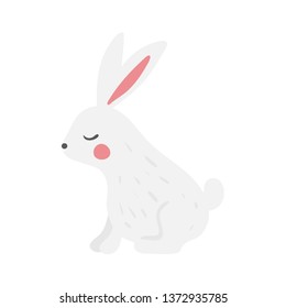 Happy Easter Bunny Vector illustration. Cute Rabbit cartoon character- lettle hare -bunny