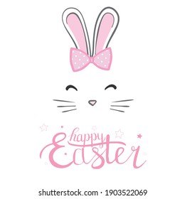 Happy Easter Bunny Vector illustration. Cute Rabbit cartoon character.
