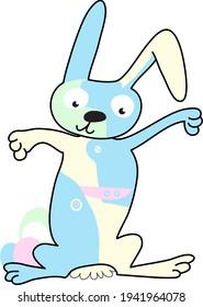 Happy Easter Bunny Vector illustration. Cute Rabbit cartoon character. Vector Easter gradient funny rabbit. Happy Easter.