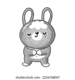 Happy Easter Bunny Vector illustration. And Cute Rabbit cartoon character is dreaming about holiday
