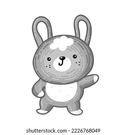 Happy Easter Bunny Vector illustration. And Cute Rabbit cartoon character is greeting you and your kids
