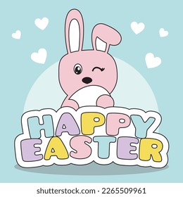 Happy Easter Bunny Vector Illustration