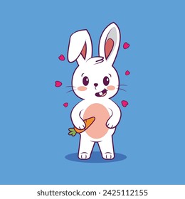 Happy Easter Bunny vector illustration. Cute bunny cartoon character. cute bunny with carrot