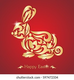 Happy easter. Easter bunny. Vector illustration. Silhouette of a rabbit.
