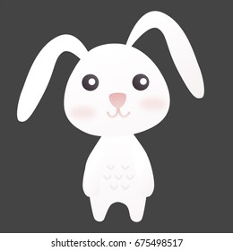 Happy Easter Bunny. Vector illustration for Easter greeting card, invitation with dark cute rabbit on dark background.