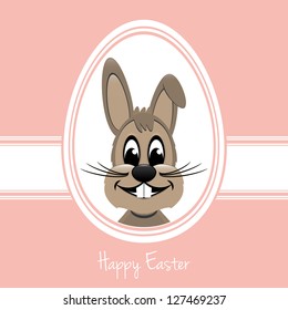 happy easter bunny white egg pink background