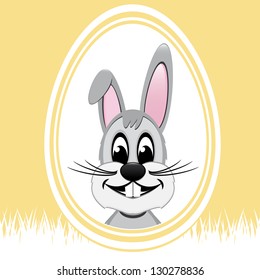 happy easter bunny white egg yellow background