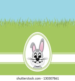 happy easter bunny white egg green grass